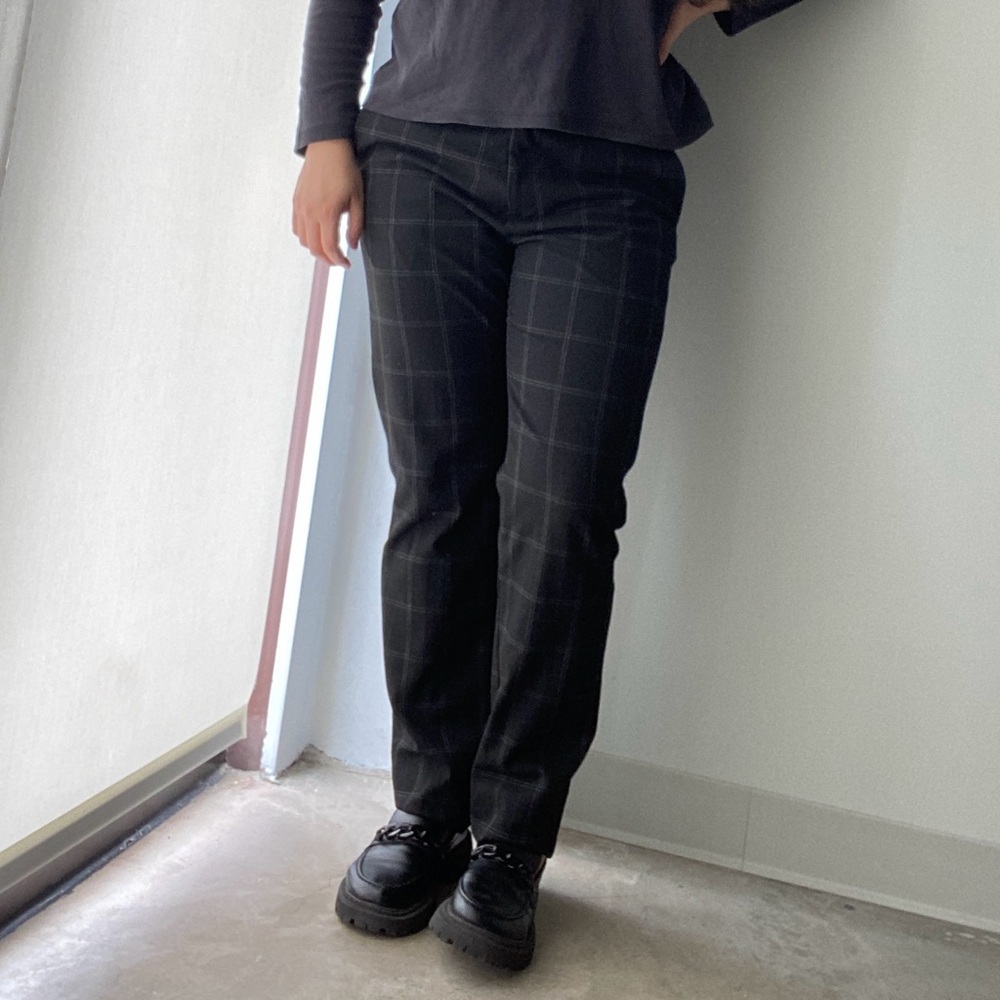 H&M Black Checkered Slim Fit Pants